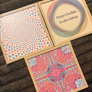Colorful Geometric and Inspirational Wall Art Set